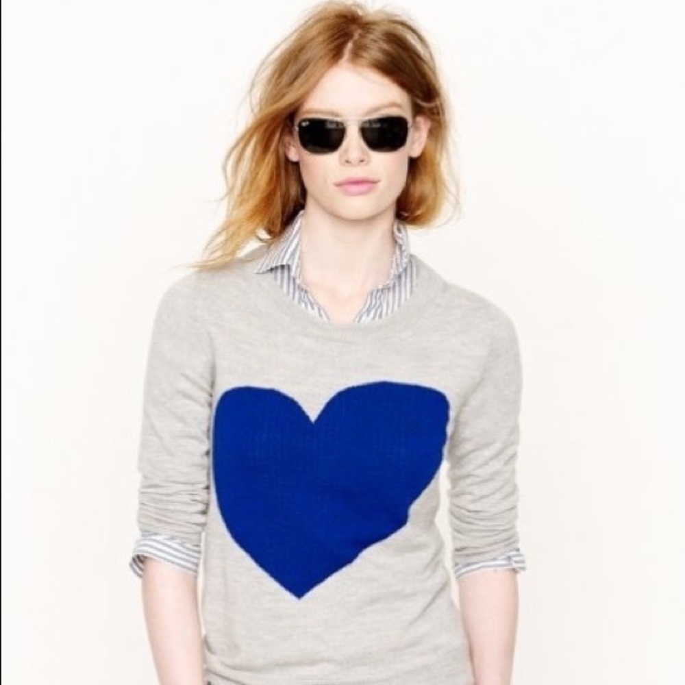 J. Crew tippi sweater in grey w/heart